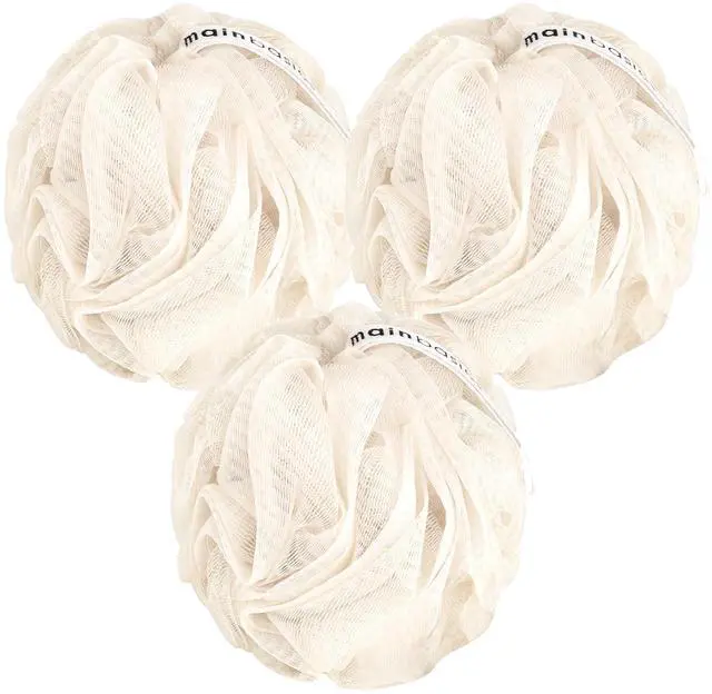 Main image of Shower Loofah Sponge Pouf, Set of 3, Seaweed Infused