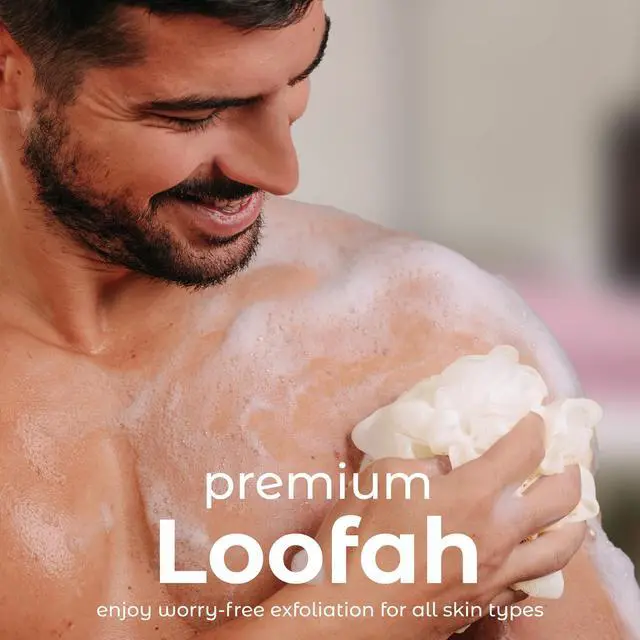 Alt view image 2 of 7 - Shower Loofah Sponge Pouf, Set of 3, Seaweed Infused