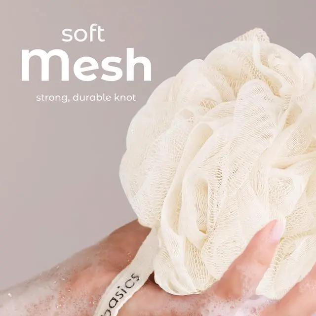 Alt view image 3 of 7 - Shower Loofah Sponge Pouf, Set of 3, Seaweed Infused