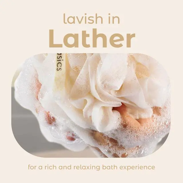 Alt view image 4 of 7 - Shower Loofah Sponge Pouf, Set of 3, Seaweed Infused