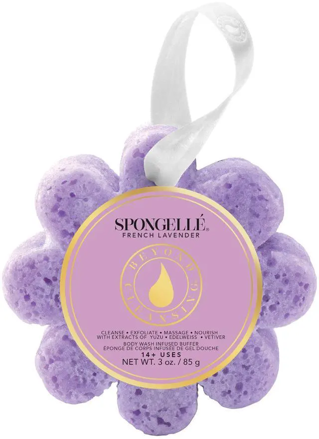 Main image of French Lavender Wild Flower Bath Sponge | Built-in Body Wash & Body Scrubber, Shower Loofah Sponge for Women | 14+ uses