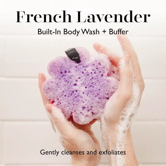 Alt view image 2 of 7 - French Lavender Wild Flower Bath Sponge | Built-in Body Wash & Body Scrubber, Shower Loofah Sponge for Women | 14+ uses