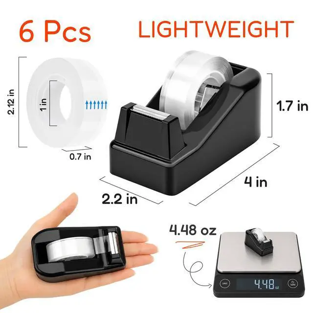 Alt view image 2 of 7 - Lightweight Desktop Tape Dispenser, 6 Rolls Tape, 1-Inch Core