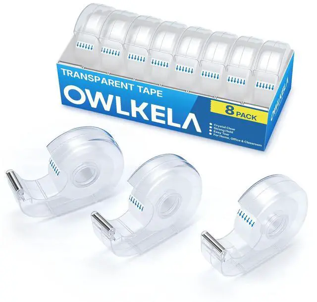 Main image of 8 Pcs Clear Tapes, 0.7" x 28 yds per roll