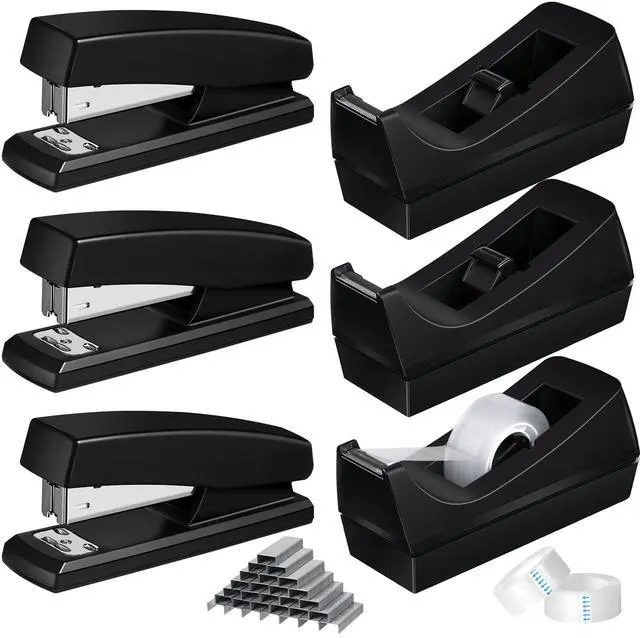 Main image of 6 Pcs Tape Dispenser Staplers for Desk with Staples and White Tapes 25 Sheet Capacity School Office Stapler