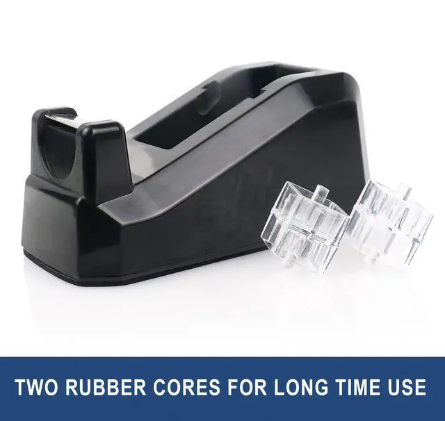 Alt view image 3 of 7 - Tape Dispensers Desk, 1 Pack Black with 12Rolls Transparent Tape, 1 Inch Core, for Gift Wrapping, School, Office and Home