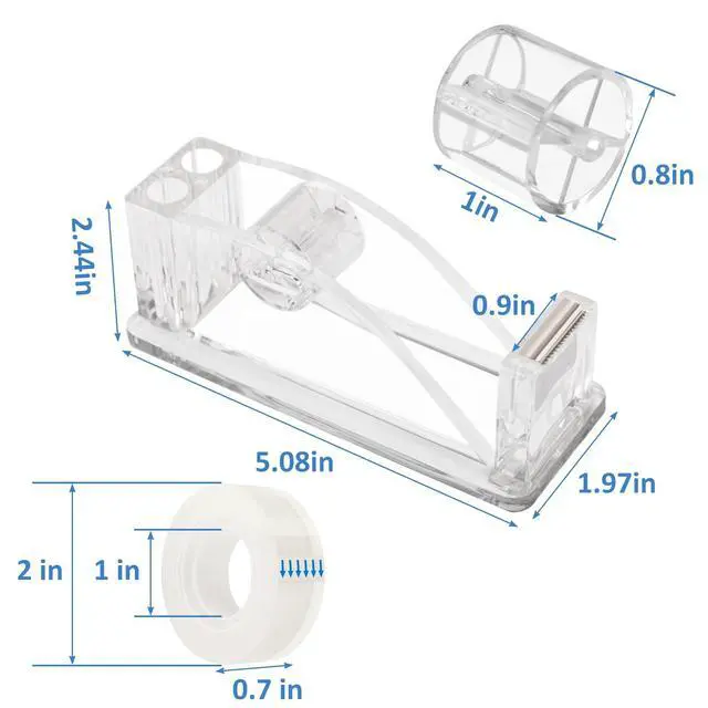Alt view image 2 of 7 - Transparent Acrylic Tape Dispenser, Non-Skid