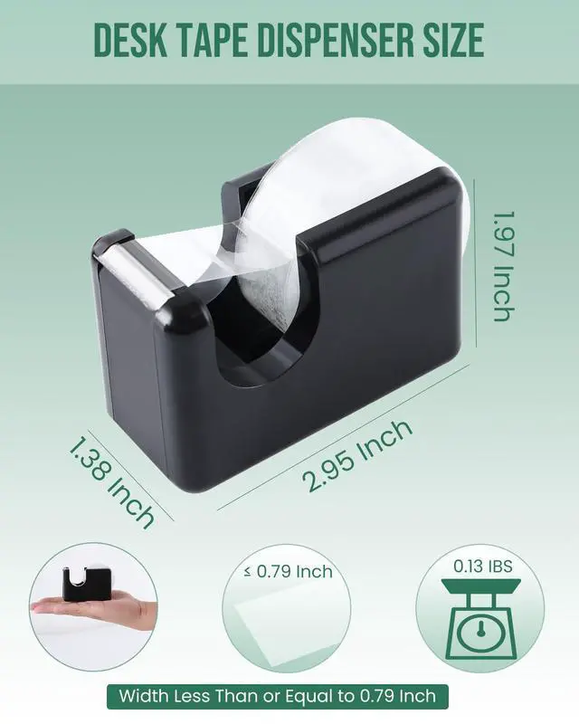 Alt view image 2 of 7 - 10 Pack Office Desktop Tape Dispenser Includes 10 Rolls of 1 Inch Core Tapes 3/4 in x 1000 in, Red and Black Desk Tape Dispensers Non-Skid Base, Great for School, Office and Home