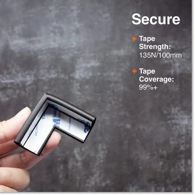 Alt view image 4 of 7 - Slimfit Corner Edge Protector for Baby Proofing (Small 15ft Edge 4 Corners), Furniture Safety Bumper Guard, Soft NBR Rubber Foam, 3M Adhesive, Onyx Black
