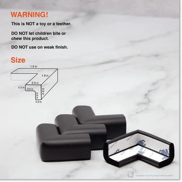 Alt view image 6 of 7 - Slimfit Corner Edge Protector for Baby Proofing (Small 15ft Edge 4 Corners), Furniture Safety Bumper Guard, Soft NBR Rubber Foam, 3M Adhesive, Onyx Black
