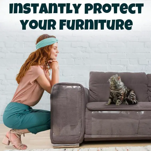 Alt view image 4 of 7 - Anti Cat Scratch Furniture Protector, 10-Pack Couch Protector from Cat Claws - Heavy-Duty, Easy-to-Apply Scratching Deterrent and Shield for Sofa Corners, Walls, Doors- with 50 Twist Pins