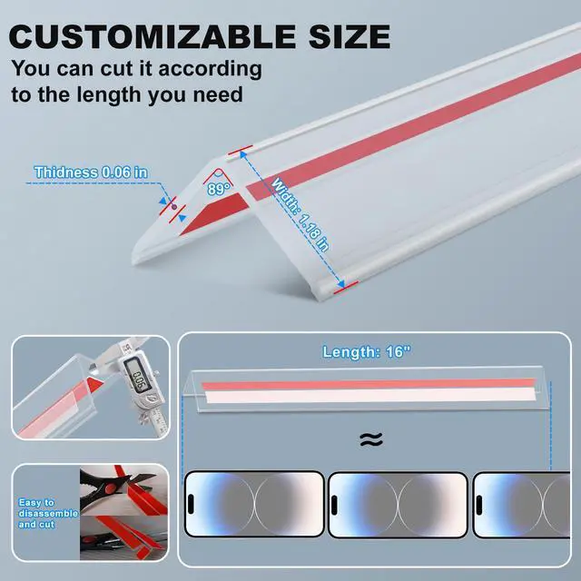 Alt view image 2 of 7 - Self-Adhesive Clear Wall Corner Protector - 4Pack, 16 x 1.18 in
