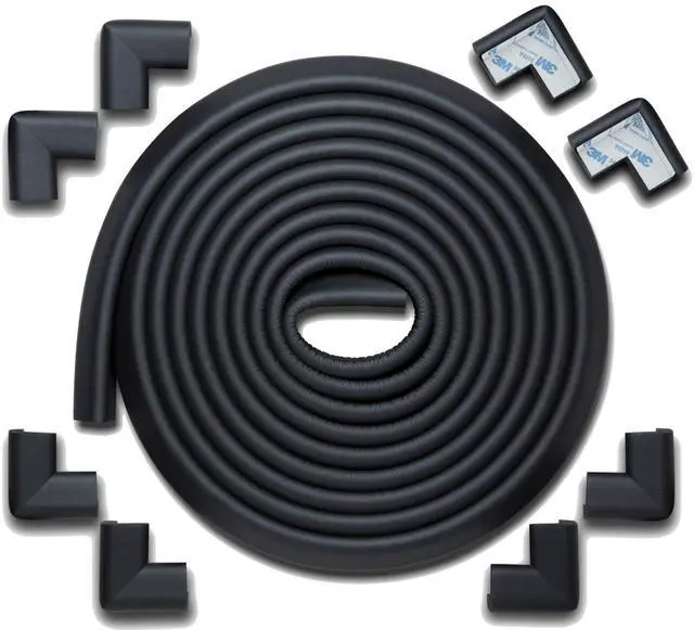 Main image of HeftyFit Edge Corner Protector Baby Proofing (Large 18ft Edge 8 Corners), Heavy-Duty, Soft NBR Rubber Foam, Furniture Fireplace Safety Bumper Guard, 3M Adhesive, Onyx Black