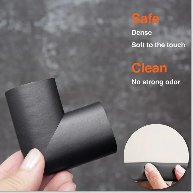 Alt view image 3 of 7 - HeftyFit Edge Corner Protector Baby Proofing (Large 18ft Edge 8 Corners), Heavy-Duty, Soft NBR Rubber Foam, Furniture Fireplace Safety Bumper Guard, 3M Adhesive, Onyx Black