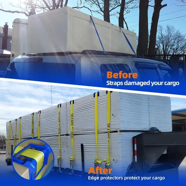 Alt view image 4 of 7 - 24pcs Flatbed Cargo Edge Corner Protectors Strap Corner Protectors Fit for 4'' Winch Ratchet Straps To Protect Cargo and Straps