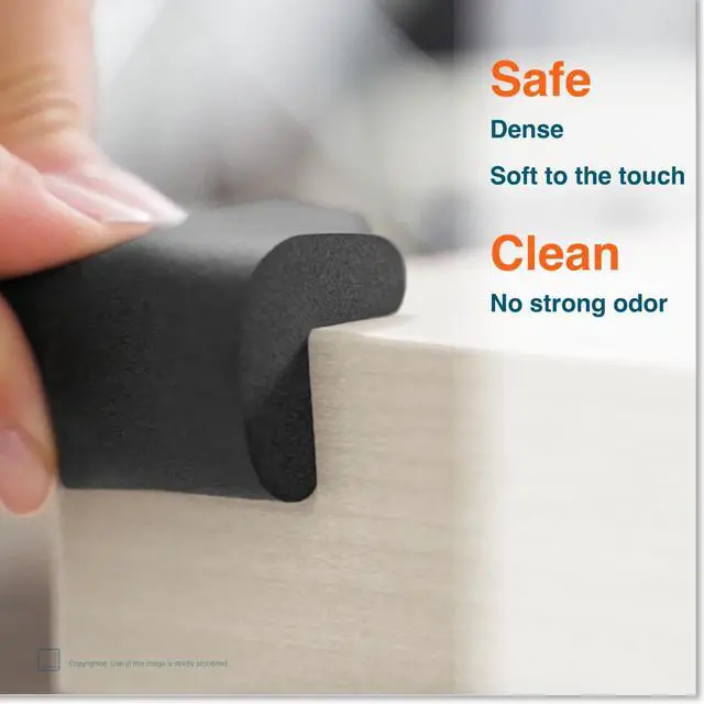 Alt view image 4 of 7 - HeftyFit Corner Protector for Baby (4 Large Corners), Heavy-Duty Soft Rubber Foam Furniture Corner Bumper Guards, 3M Adhesive Pre-Taped, Onyx Black