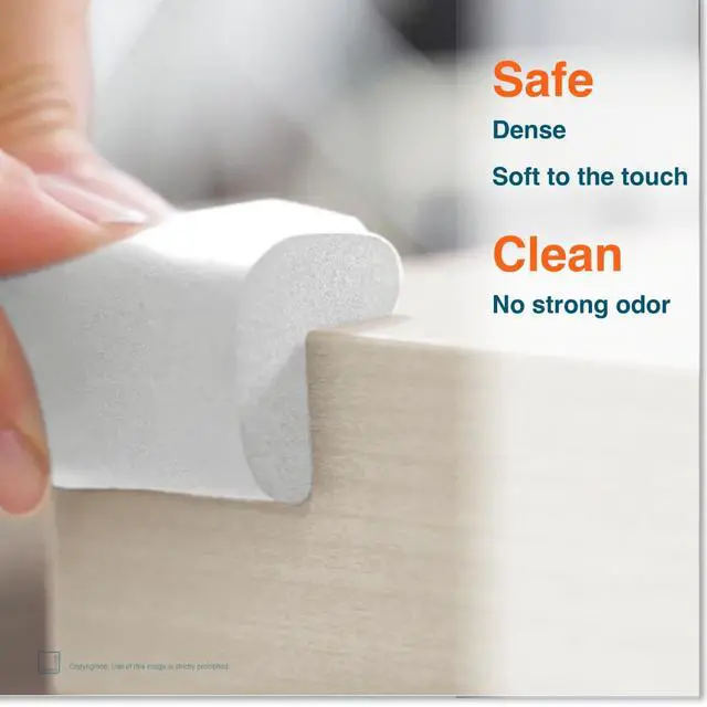 Alt view image 4 of 7 - HeftyFit Corner Protector for Baby (4 Large Corners), Heavy-Duty Soft Rubber Foam Furniture Corner Bumper Guards, 3M Adhesive Pre-Taped, Oyster White (Off White)