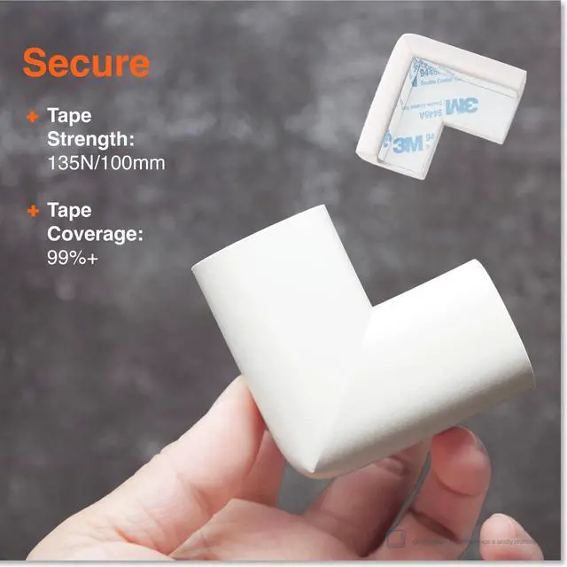 Alt view image 5 of 7 - HeftyFit Corner Protector for Baby (4 Large Corners), Heavy-Duty Soft Rubber Foam Furniture Corner Bumper Guards, 3M Adhesive Pre-Taped, Oyster White (Off White)