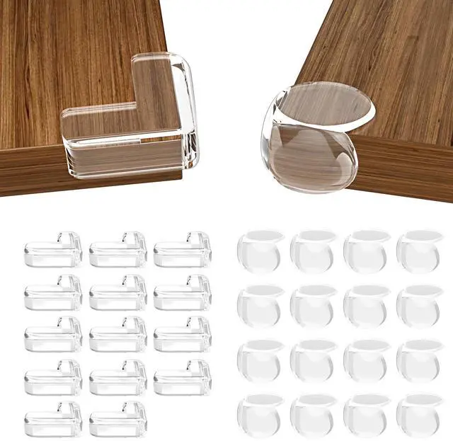Main image of 30 Pcs Clear Baby Corner Protectors, L-Shaped & Spherical Baby Proof Guards