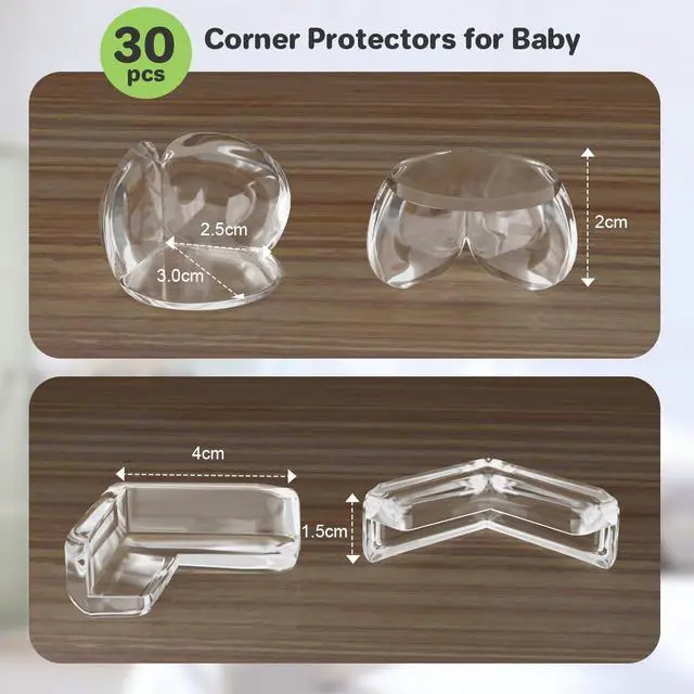 Alt view image 4 of 6 - 30 Pcs Clear Baby Corner Protectors, L-Shaped & Spherical Baby Proof Guards