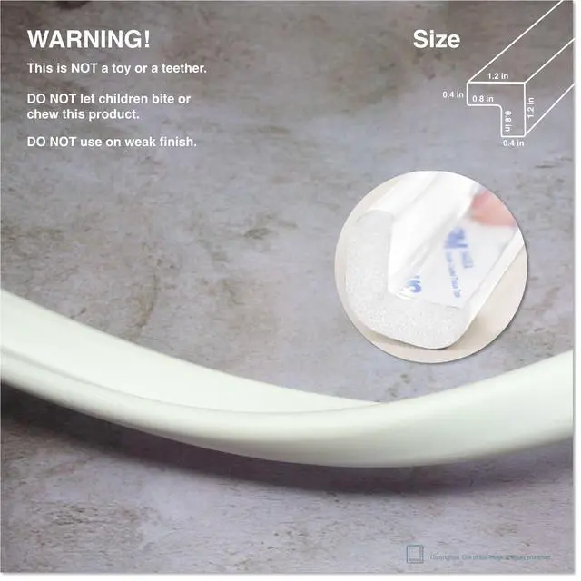 Alt view image 6 of 7 - HeftyFit Edge Protector for Baby Proofing (6ft Large Edge Only), Heavy-Duty Soft Furniture Edge Bumper Guards, Desk Edge Cushion, Wall Corner Covers, 3M Adhesive, Oyster White (Off White)