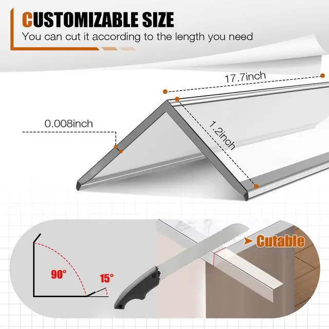 Alt view image 2 of 7 - 4 Pack Wall Corner Protector, 17.7in x 1.18in, Clear