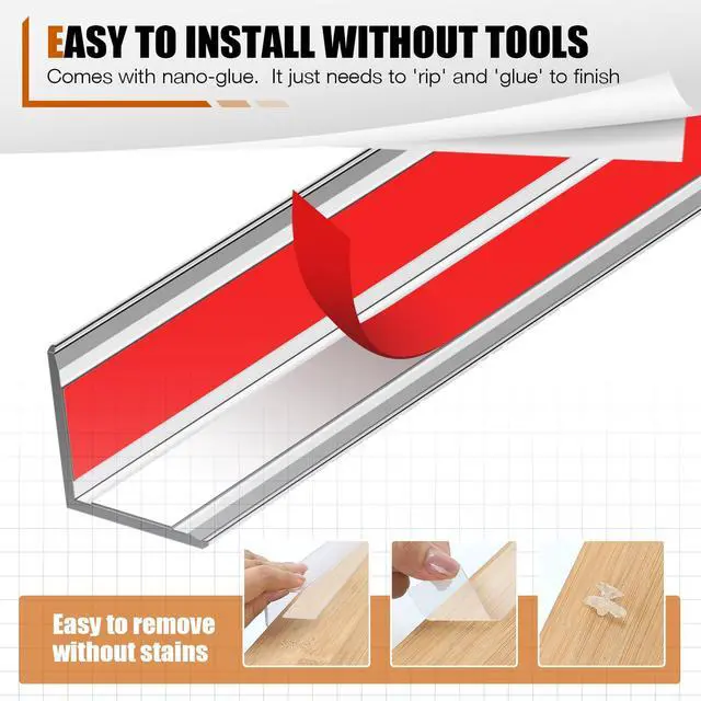 Alt view image 5 of 7 - 4 Pack Wall Corner Protector, 17.7in x 1.18in, Clear