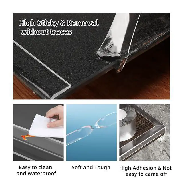 Alt view image 5 of 7 - 1.57 in x 9.84 FT,Corner Protector Baby,Clear Edge Protector Strip,Sharp Edge Wrap Cover Tape,Self Adhesive Protective Bumper Guards for Cabinet Door,Desk,Glass Table,Bed Furniture and Wall