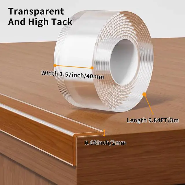 Alt view image 2 of 7 - 1.57 in x 9.84 FT,Corner Protector Baby,Clear Edge Protector Strip,Sharp Edge Wrap Cover Tape,Self Adhesive Protective Bumper Guards for Cabinet Door,Desk,Glass Table,Bed Furniture and Wall