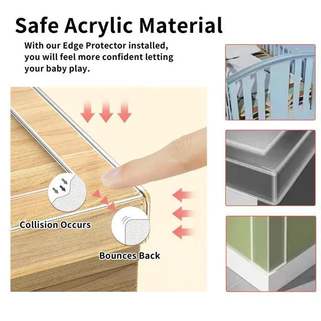 Alt view image 3 of 7 - 1.57 in x 9.84 FT,Corner Protector Baby,Clear Edge Protector Strip,Sharp Edge Wrap Cover Tape,Self Adhesive Protective Bumper Guards for Cabinet Door,Desk,Glass Table,Bed Furniture and Wall
