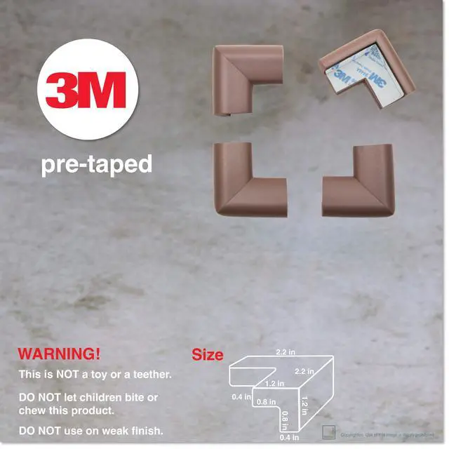 Alt view image 2 of 7 - HeftyFit Corner Protector for Baby (4 Large Corners), Heavy-Duty Soft Rubber Foam Furniture Corner Bumper Guards, 3M Adhesive Pre-Taped, Coffee Brown