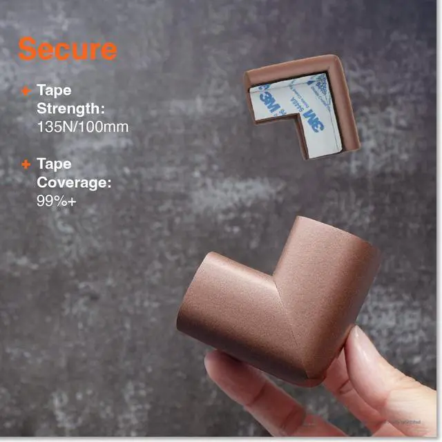 Alt view image 5 of 7 - HeftyFit Corner Protector for Baby (4 Large Corners), Heavy-Duty Soft Rubber Foam Furniture Corner Bumper Guards, 3M Adhesive Pre-Taped, Coffee Brown