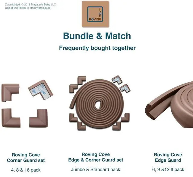 Alt view image 7 of 7 - HeftyFit Corner Protector for Baby (4 Large Corners), Heavy-Duty Soft Rubber Foam Furniture Corner Bumper Guards, 3M Adhesive Pre-Taped, Coffee Brown