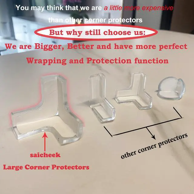 Alt view image 4 of 7 - 4Pcs Large(Length: 1.7inch) Silicone Corner Protector Baby Proofing,Table Corner Protectors for Baby,Strong Adhesive T Shaped Baby Head Protector Table Corner Protectors for Furniture