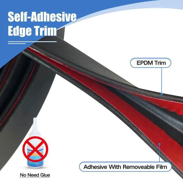 Alt view image 5 of 7 - Rubber Edge Trim, Fit 1/16"(1.0mm), Length 10Ft, Black Color