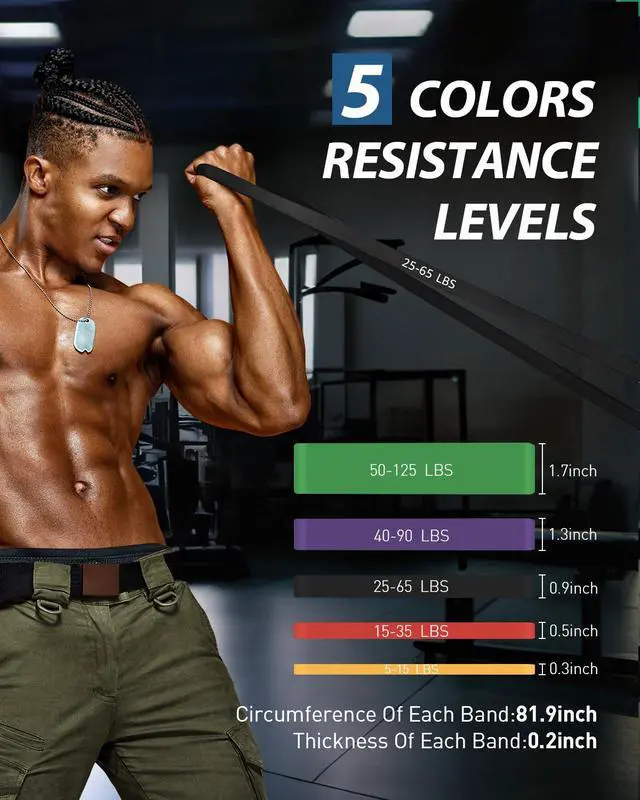 Alt view image 2 of 7 - Resistance Bands for Working Out: 5-Level Anti-Snap Silicone