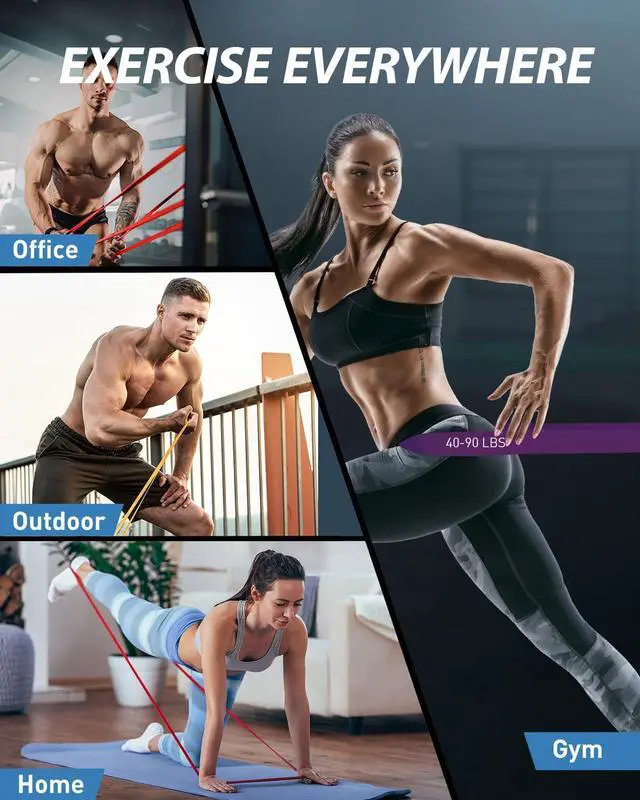 Alt view image 6 of 7 - Resistance Bands for Working Out: 5-Level Anti-Snap Silicone