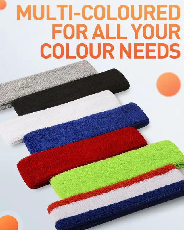 Alt view image 7 of 7 - Sweatbands Sport Headbands for Men & Women,Terry Cloth Sweat Band for Tennis, Running, Basketball, Working Out, Exercise- Athletic Sweat Cotton Headband Outdoor