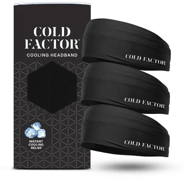 Main image of Instant Cooling Headband for Women and Men, 3 Pack, Black