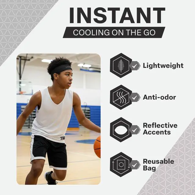 Alt view image 7 of 7 - Instant Cooling Headband for Women and Men, 3 Pack, Black