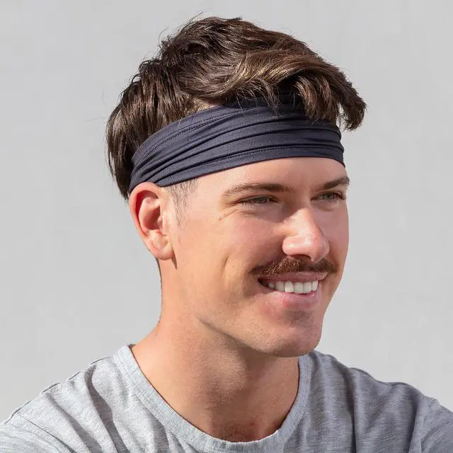 Alt view image 2 of 7 - 5-Pack Sport Headbands for Men & Women - Sweat-Wicking Workout & Running Head Bands - Exercise Sweat Band for Workout, Basketball, Tennis, Cycling, Yoga (Black)