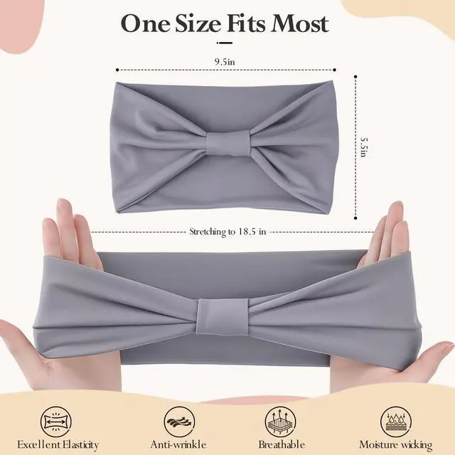 Alt view image 2 of 6 - Headbands for Women, Wide Elastic Head Bands, Non-Slip Thick Hair Bands, Sports Stretchy Sweat Bands, Large Knotted Soft Headband for Washing Face, Makeup, Workout, Spa, Running, Fashion, 6-Pack