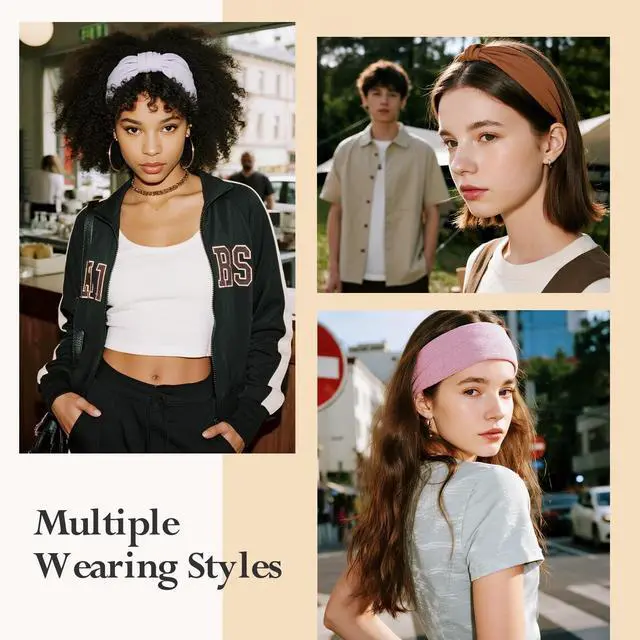 Alt view image 5 of 6 - Headbands for Women, Wide Elastic Head Bands, Non-Slip Thick Hair Bands, Sports Stretchy Sweat Bands, Large Knotted Soft Headband for Washing Face, Makeup, Workout, Spa, Running, Fashion, 6-Pack