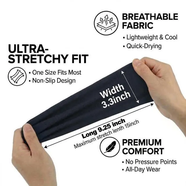 Alt view image 2 of 6 - Headbands for Women,Wide Workout Non Slip Sweat Wicking Hair Band