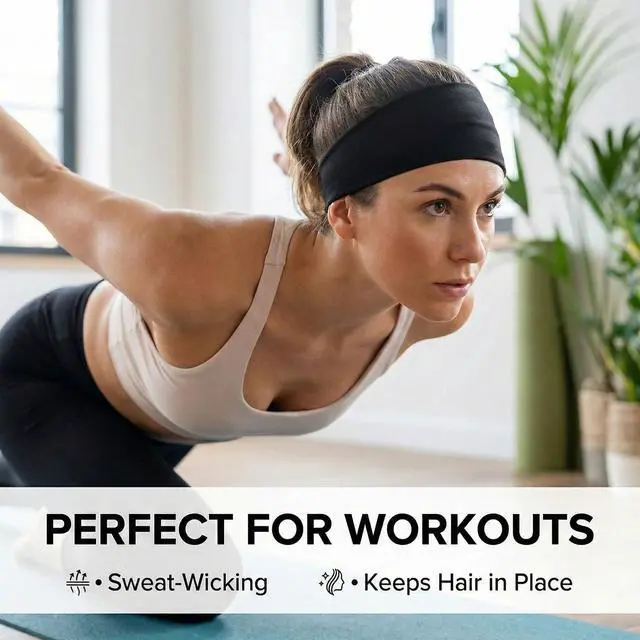 Alt view image 4 of 6 - Headbands for Women,Wide Workout Non Slip Sweat Wicking Hair Band