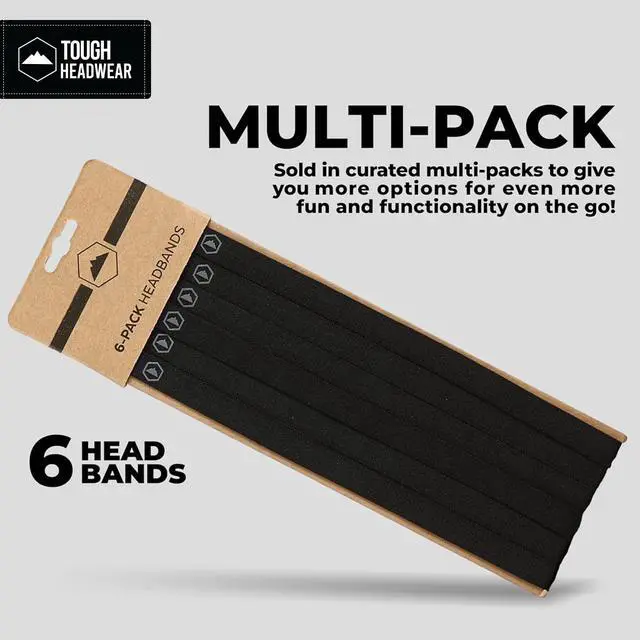Alt view image 6 of 7 - Thin Elastic Headbands for Men - Sports Hair Head Band for Women & Men - Non Slip Mens Workout Headband - Running or Soccer Headband - 6-Pack