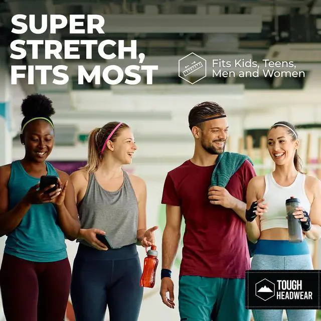 Alt view image 7 of 7 - Thin Elastic Headbands for Men - Sports Hair Head Band for Women & Men - Non Slip Mens Workout Headband - Running or Soccer Headband - 6-Pack