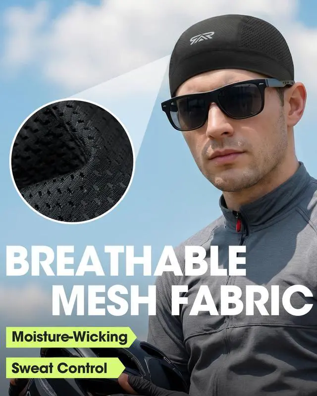 Alt view image 2 of 7 - 3-Pack Breathable Mesh Skull Cap Sweat Control Helmet Liner