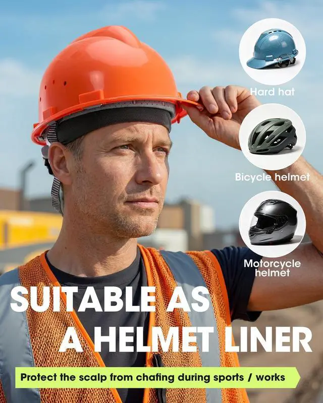 Alt view image 4 of 7 - 3-Pack Breathable Mesh Skull Cap Sweat Control Helmet Liner