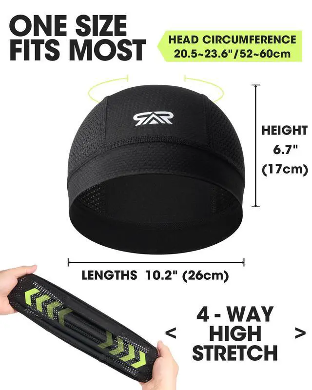 Alt view image 5 of 7 - 3-Pack Breathable Mesh Skull Cap Sweat Control Helmet Liner
